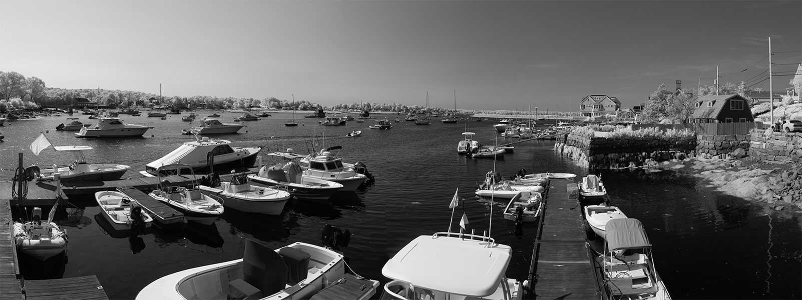 Infrared Panoramic Photo of Pleasure Boat Anchorage.